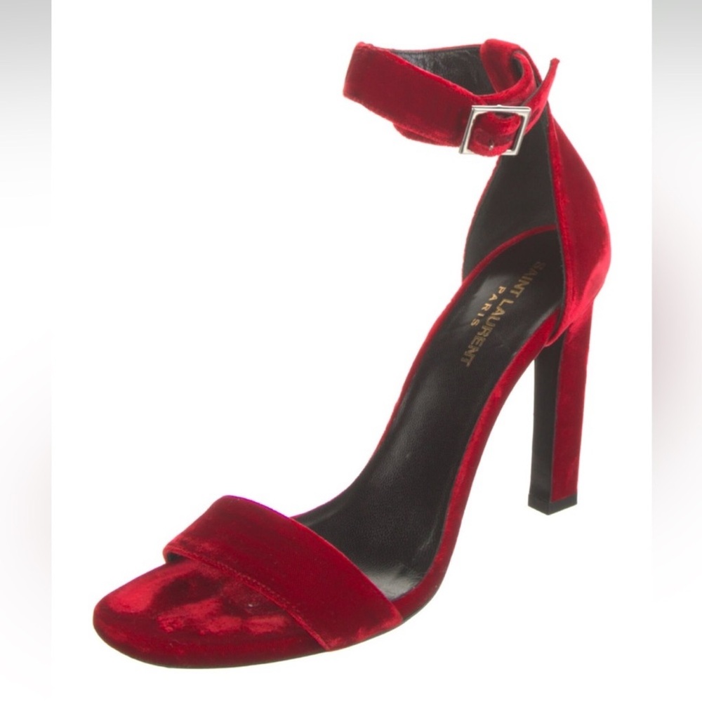 Saint Laurent Red Velvet Heels